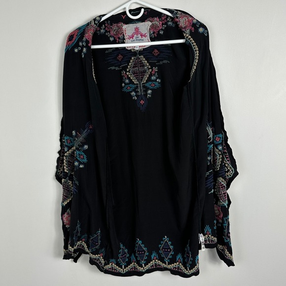 Johnny Was Silk Velvet Burnout Duster Kimono Sweater Jacket Boho Embroidery Sz S - Picture 12 of 16